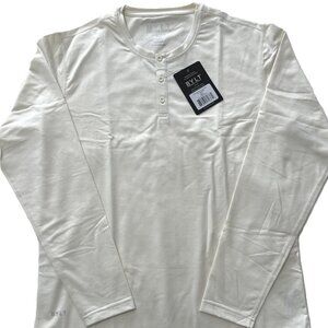 BYLT Basics Long Sleeve Henley Drop Cut Bone Off-White BYLT Blend Medium